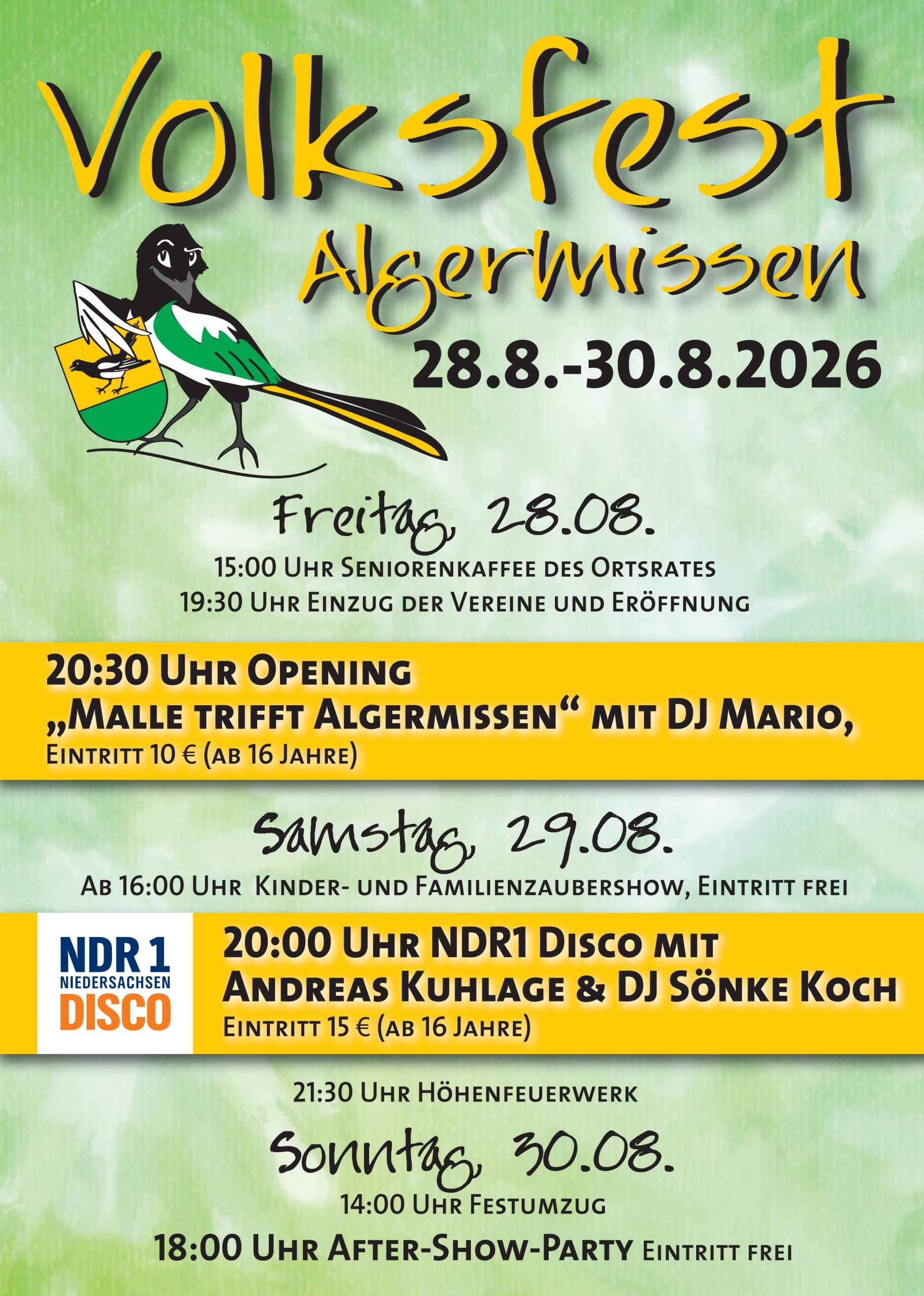 Das offizielle Programm des Volksfest Algermissen 2026