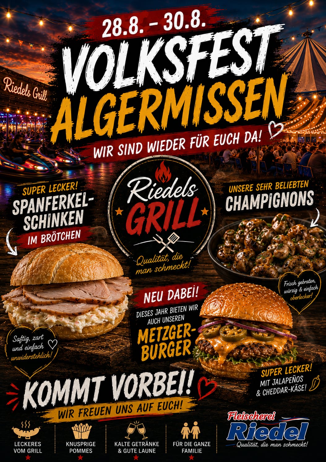 Dieses Jahr neu: Burger von der Fleischerei Riedel beim Volksfest Algermissen 2026